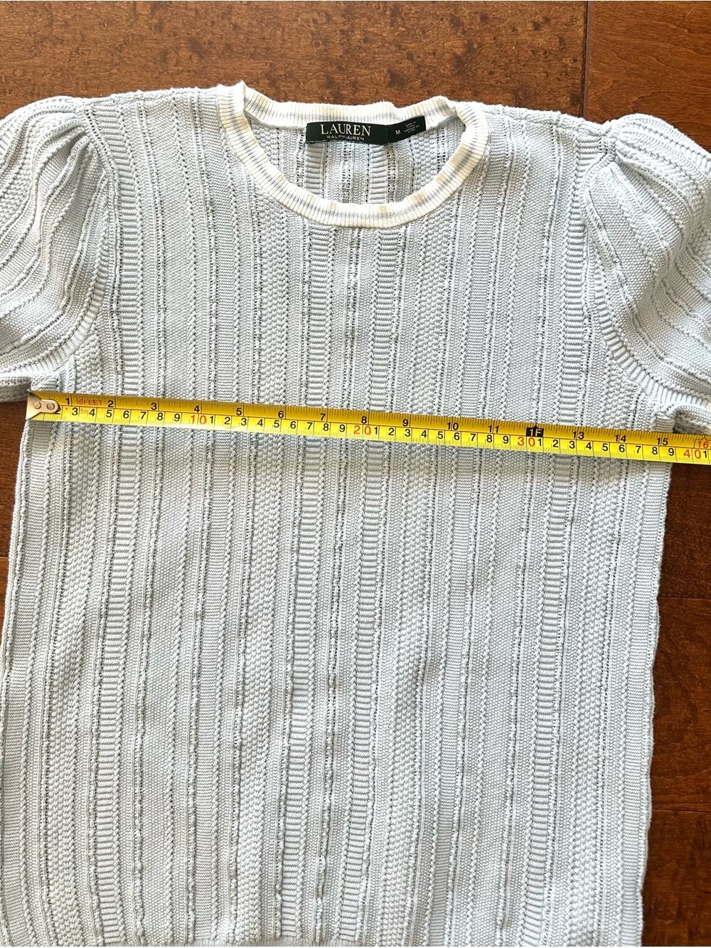 Lauren Ralph Lauren Blue Puff Sleeve Knit Sweater M - Picture 6 of 7